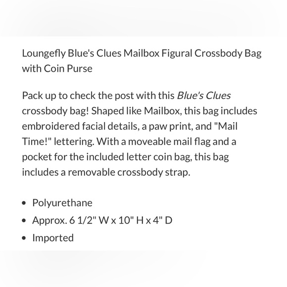 NWOT Loungefly Blues Clues Mailbox Figural Crossbody Bag with Coin Purse - Picture 11 of 11